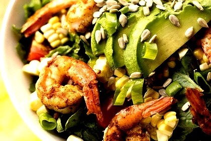 Shrimp Tex-Mex Salad With Vegan Creamy Cilantro Dressing