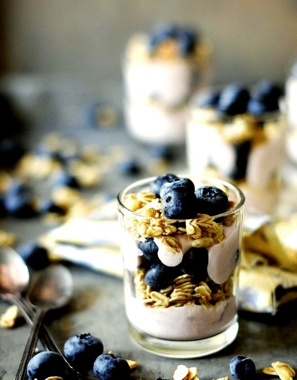 Mini Blueberry and Cherry Greek Yogurt Parfaits