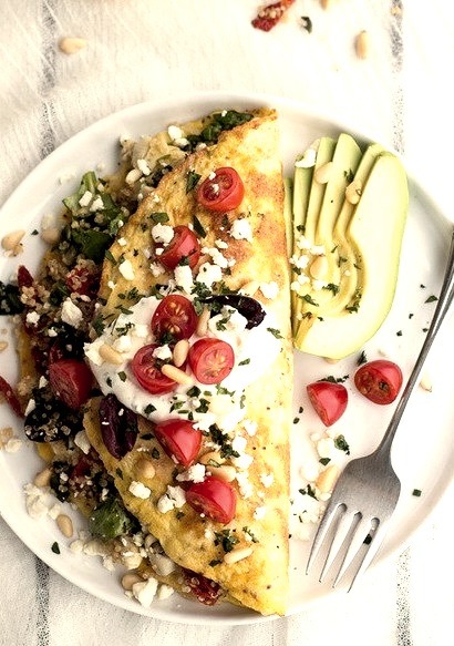 Mad Greek Quinoa Dinner Omelets with Feta and Tzatziki Half Baked Harvest on We Heart It.