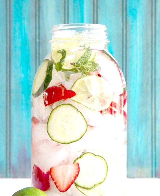 Strawberry, Lime, Cucumber and Mint Water