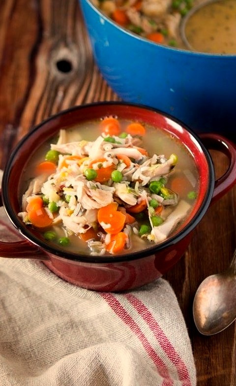Chicken Wild Rice Soup with Leeks
